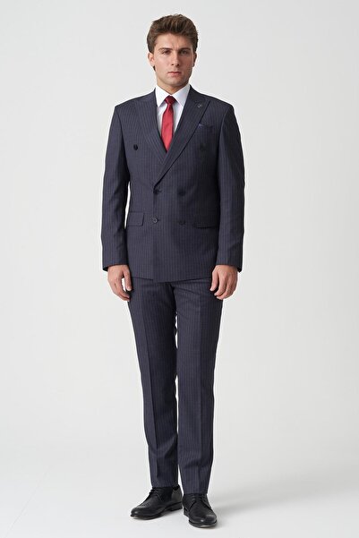 White Stone Agualva-Cacém T2475 Slim Fit 6 Drop Double-Breasted Suit Patterned