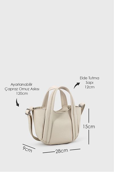 LUNABLU Women's Cream Soft Vegan Leather Crossbody Hand and Shoulder Bag