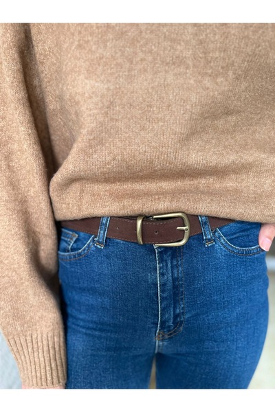 Eksibir Kahverengi Süet Kadın Kemeri Pantolon Kemeri Elbise Kemeri