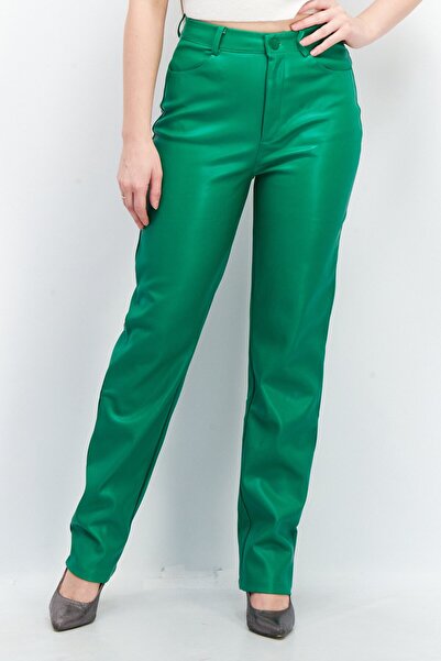 Reserved Women Regular Fit Plain Pants, Green