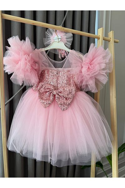 Baby Babyaden Sequin Sequined Tutu Fluffy Κοστούμι για πάρτι γενεθλίων Candy Pink βραδινό φόρεμα για κορίτσια Παιδικό φόρεμα
