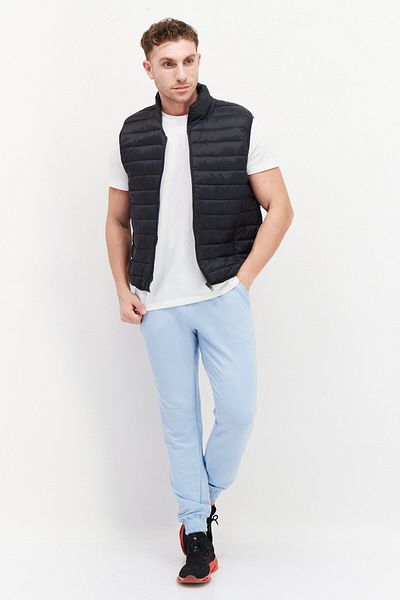French Connection Men Quilted Full Zip Jacket Vest, Marine Black
