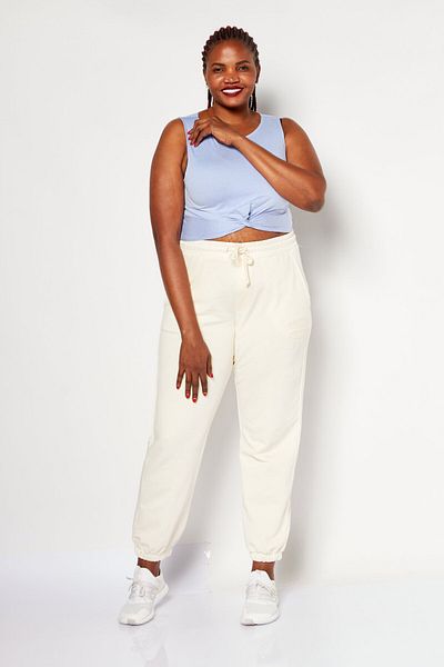 Fila Women Oversized Drawstring Outdoor Sweatpants, Off White