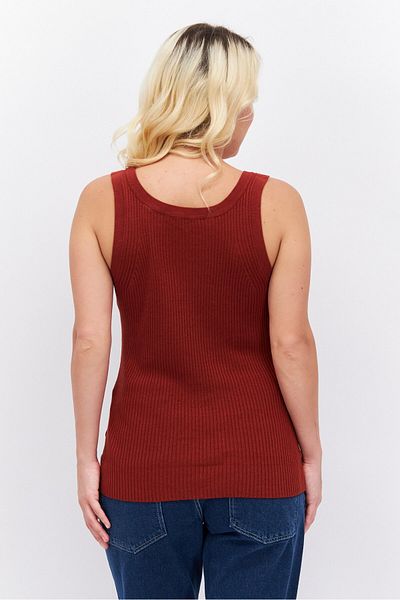 Esprit Women Scoop Neck Sleeveless Ribbed Tank Top, Brown