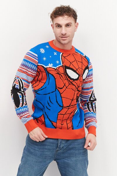 DIFUZED Men Crew Neck Long Sleeves Knitted Sweater, Red