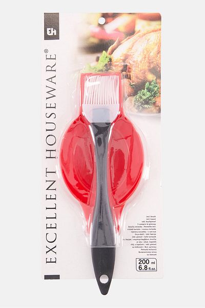 Muy Mucho Bbq Sauce Bowl And Basting Brushes Set 200ml, Red