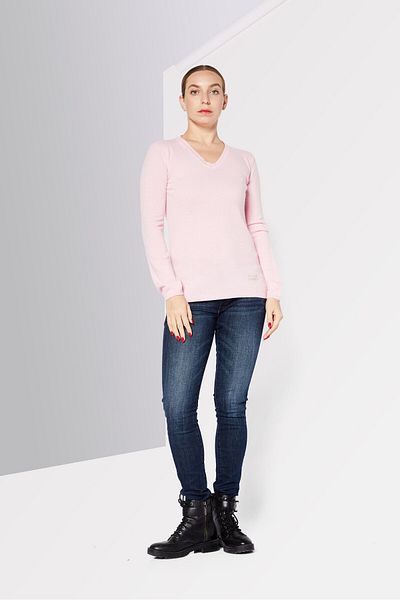 Cavalli Class Women V-neck Long Sleeve Knitted Sweater, Pink