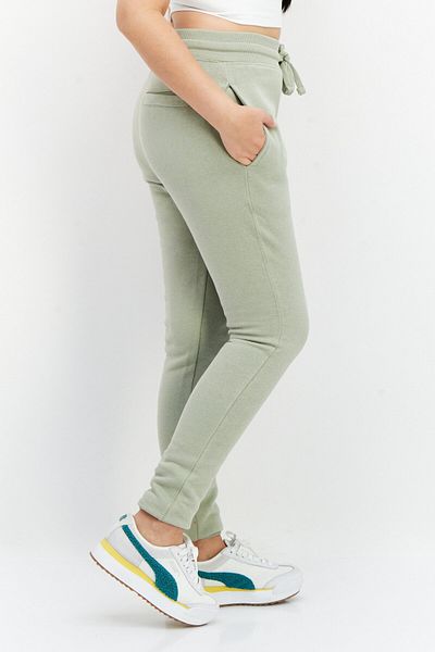 French Connection Women Brand Logo Side Pocket Fleece Sweatpants, Sage Green