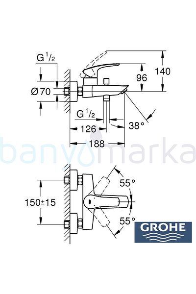 Grohe Eurosmart Matte Black Bathroom Faucet - 333002433