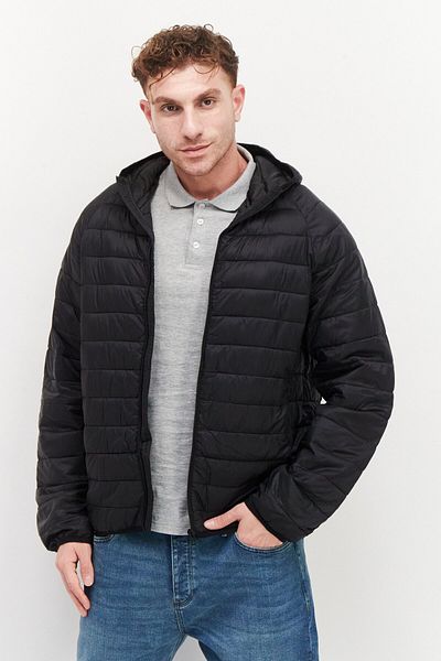 French Connection Men Regular Fit Hooded Long Sleeves Plain Jacket, Black