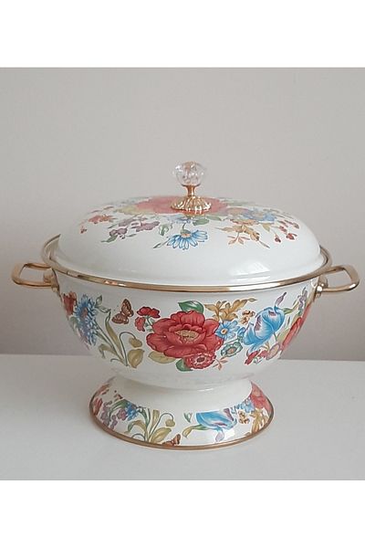 Avşar Enamel House 28 cm Deep Large Size Enamel Soup Towel Presentation Stove Fruit