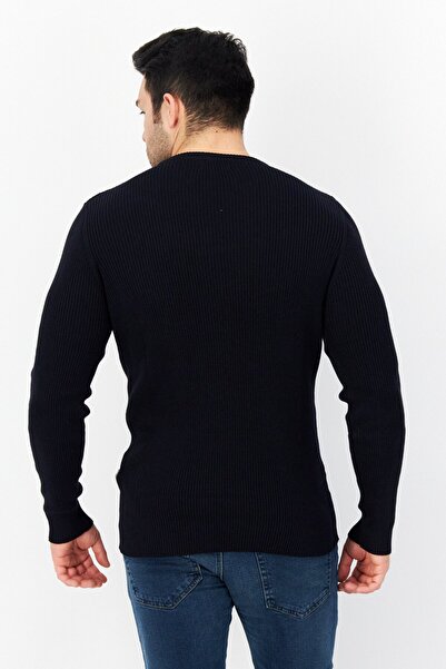 French Connection Men Round Neck Long Sleeve Knitted Sweater, Marine