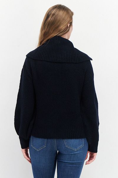 French Connection Women High Neck Long Sleeve Knitted Sweater, Dark Navy