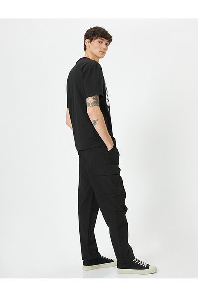 Koton Cargo Parachute Trousers with Tie Waist and Pocket Detail