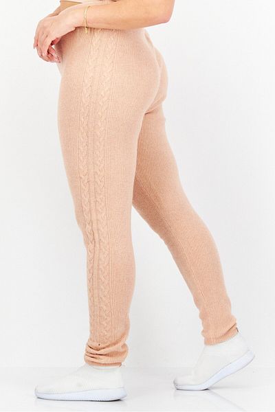 Guess Women Regular Fit Cable Knit Stretchable Pants, Peach