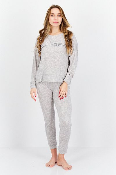 Spyder Women 2 Piece Heather Long Sleeve Top And Pajamas, Grey