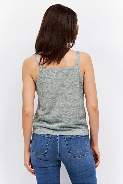 Esprit Women Square Neck Sleeveless Heather Tank Top, Green