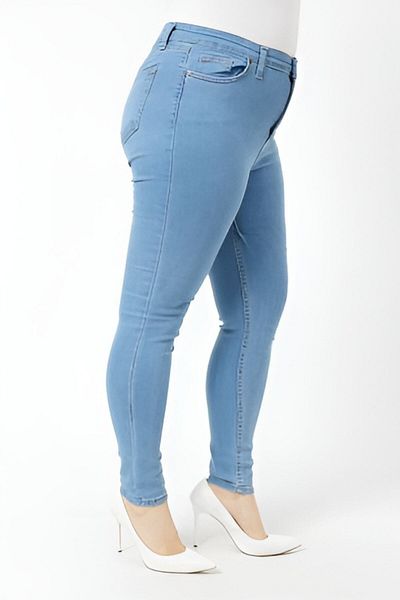 Lixera Pantaloni de jeans cu talie înaltă Lycra Ice Blue Plus Size