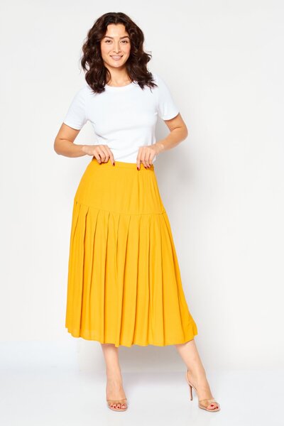 Kayfi Women Pleated Midi Skirts, Sunflower
