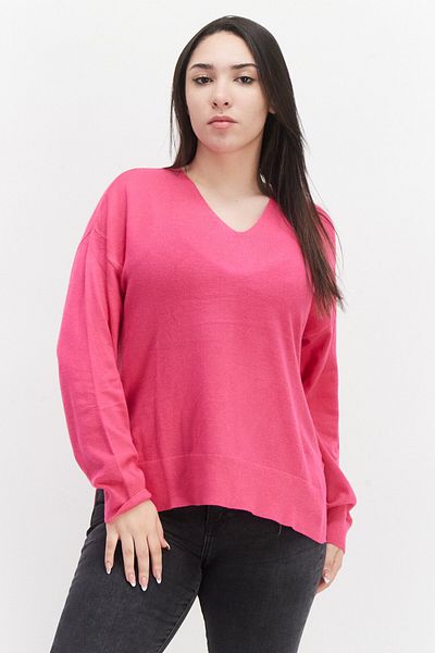 French Connection Women V-neck Long Sleeves Knitted Sweater, Pink
