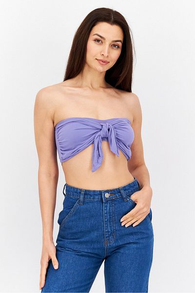 Etam Women Asymmetrical Strapless Solid Tube, Lilac