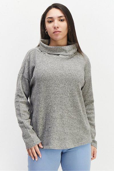 Esprit Women Turtle Neck Textured Sweater, Grey