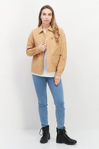 Lyle & Scott Women Embroidered Logo Jacket Shirt, Tan