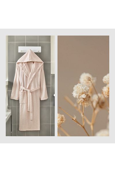 Rebeka Home Collection Halat de baie pentru cuplu cu glugă, gresie, bej