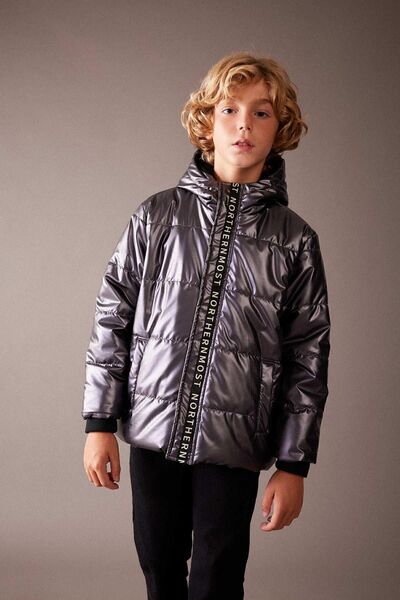 DeFacto Boy's Fleece Lined Hooded Puffer Jacket - Water Repellent A2727A823Cw