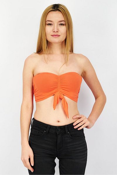 Etam Women Straight Across Strapless Solid Tube, Orange