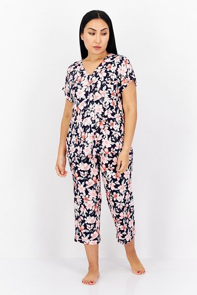 Anne Klein Women 2 Pcs Floral Print Pajama Set, Pink