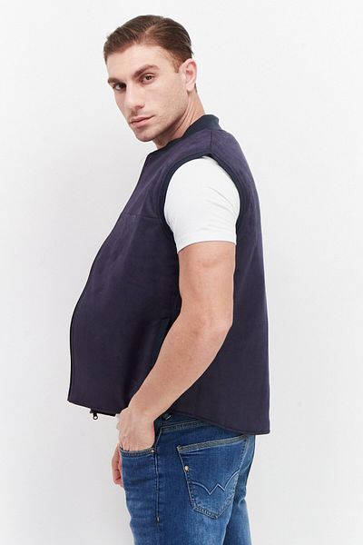 Kenneth Cole Men Plain Sleeveless Jacket Vest, Navy