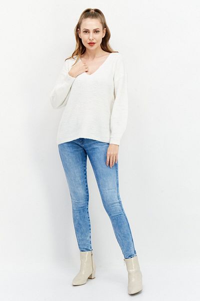 French Connection Women V-neck Knitted Sweater, Ivory