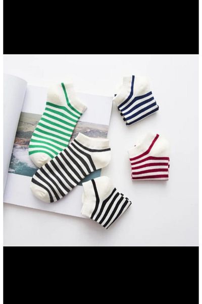 MAB 5 Pairs of Hooped Booties Socks