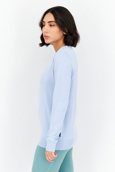 French Connection Women Crew Neck Plain Long Sleeves Sweater, Blue