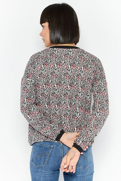 Etam Women Allover Print Long Sleeve Sweater, Black
