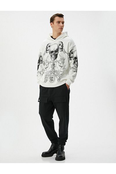 Koton Oversize Hoodie Skull με στάμπα μακρυμάνικο