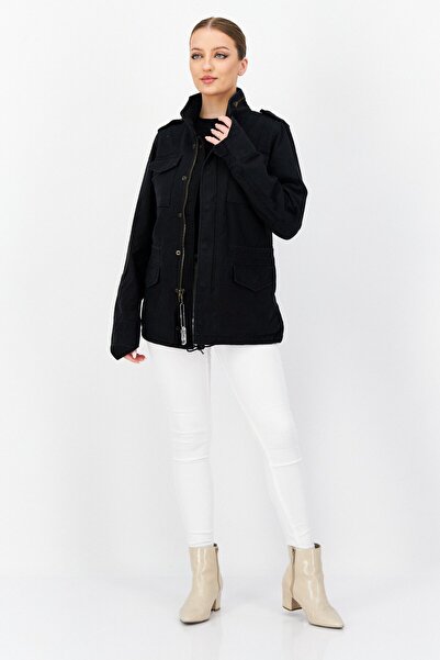 Alpha Industries Women Solid Motorcycle Jacket, Black