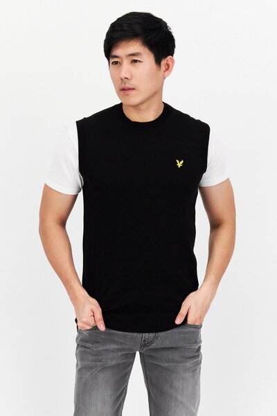 Lyle & Scott Men Sleeveless Brand Logo Sweater Vest, Black
