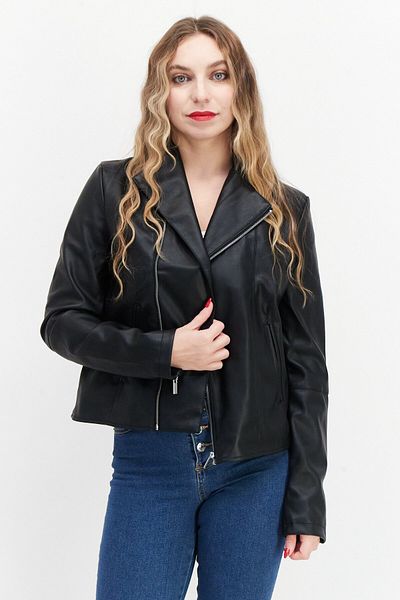 French Connection Women Plain Motorcycle Jacket, Black