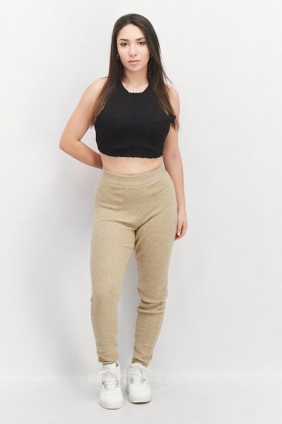 Guess Women Regular Fit Cable Knit Stretchable Pants, Beige