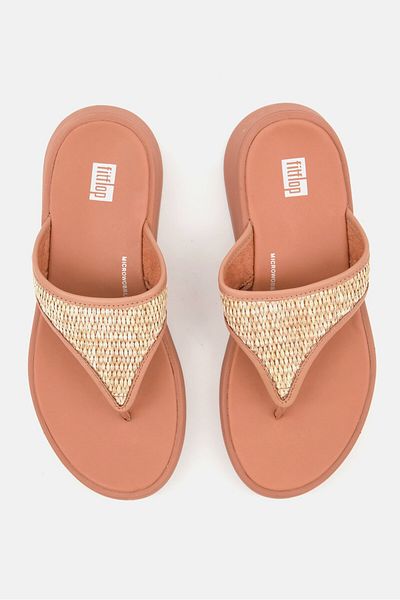 Fitflop Women Slip On Woven Toe-post Sandals, Tan