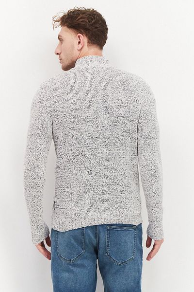 French Connection Men Mock Neck Textured Half Zipper Sweater, White
