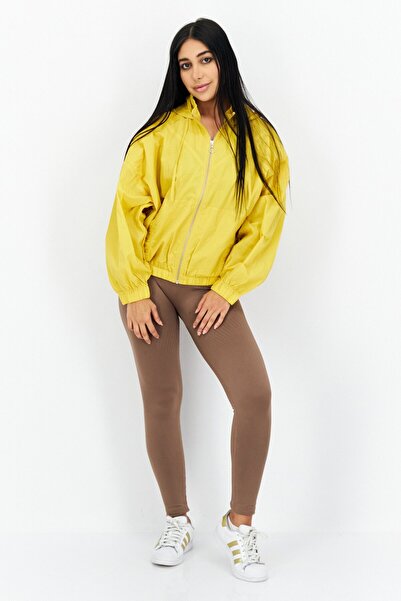 Levi's Women Hooded Zip Up Long Sleeve Windbreaker Jacket, Dark Yellow