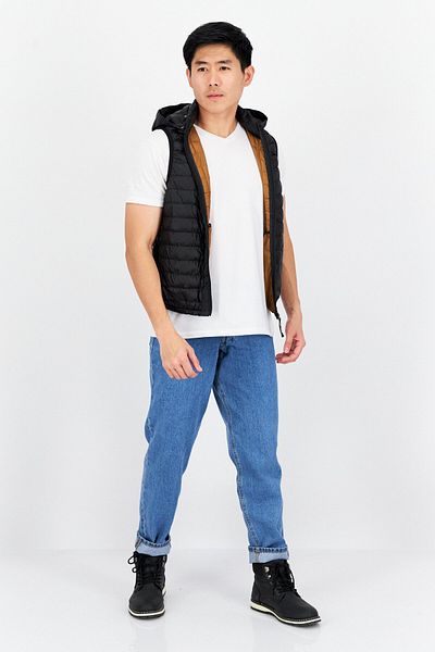 Replay Men Plain Vest Jacket, Black