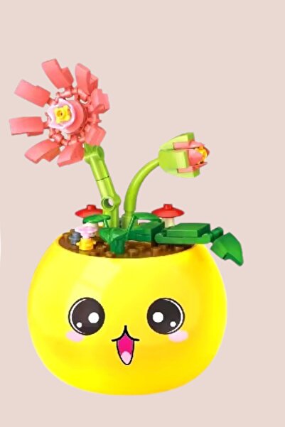 YILDIRIM OYUNCAK Micro Block Flowers in a Pot 63 Piece Building Block - Mini Block Set with Decorative Pots Lego Flower Emoji
