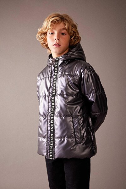 DeFacto Boy's Fleece Lined Hooded Puffer Jacket - Water Repellent A2727A823Cw