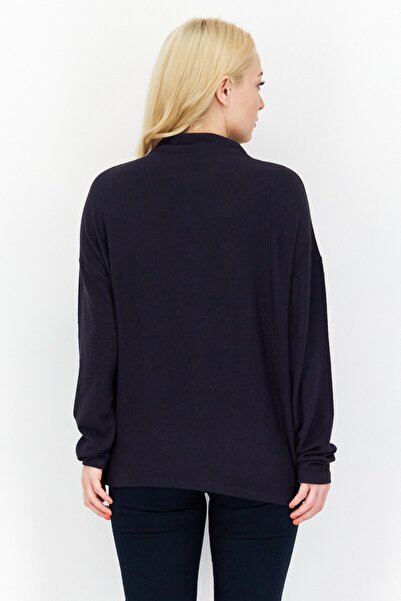 s.Oliver Women Turtle Neck Knitted Long Sleeve Sweater, Dark Navy