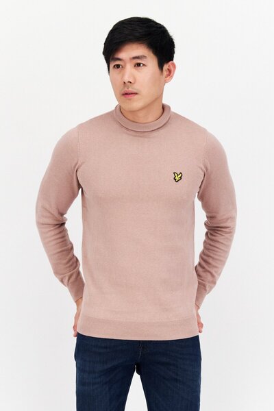 Lyle & Scott Men Mock Neck Long Sleeves Brand Logo Sweater, Mauve