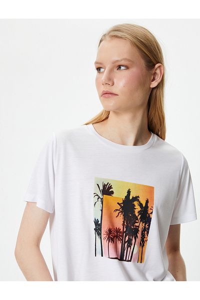 Koton Crew Neck Printed Cotton T-Shirt